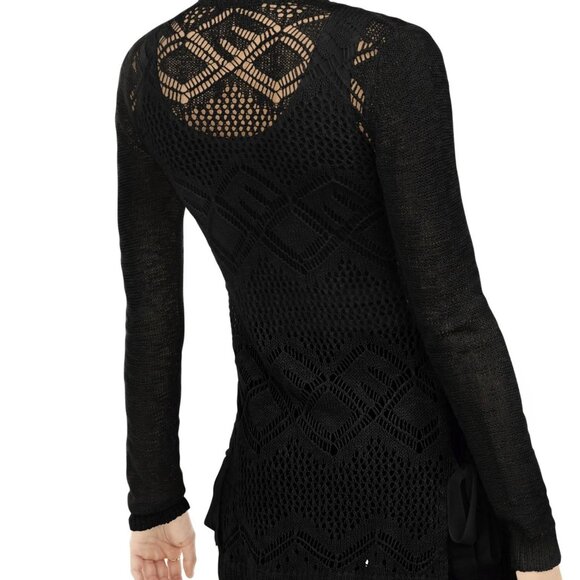 Hooked Up By Iot Juniors' Side-Tie Cardigan Black Size S - Picture 2 of 9